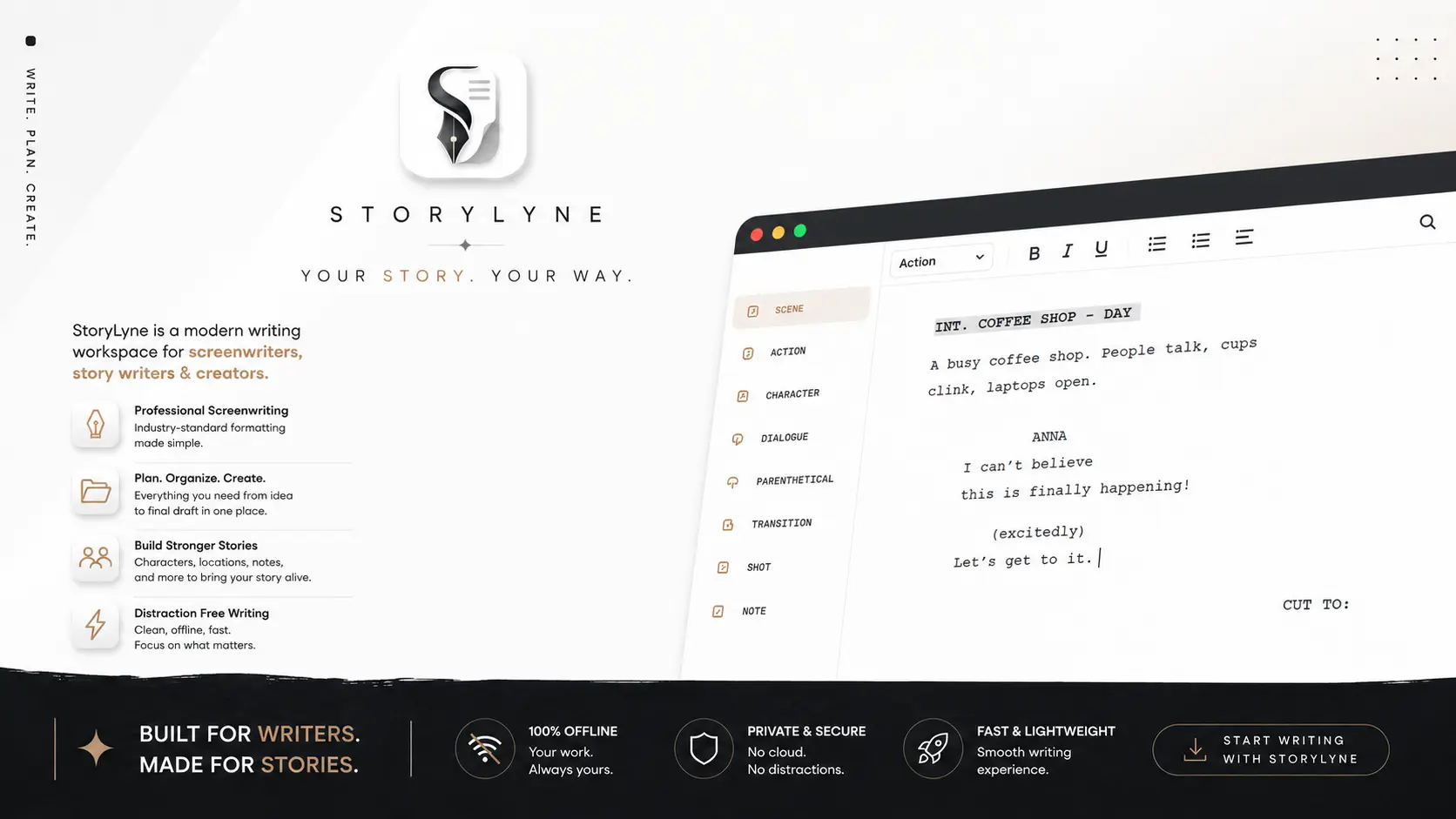 StoryLyne: Free Screenwriting Software & Free Scriptwriting Software